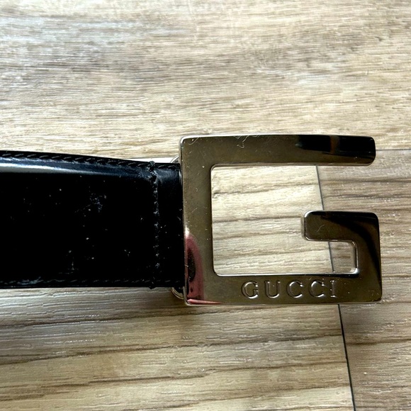 Gucci Belt Square G Silver Buckle Authentic $350 - Picture 1 of 6